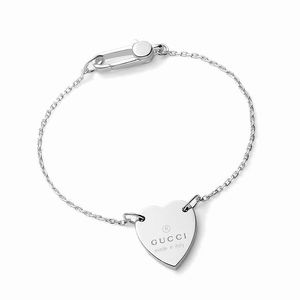 Gucci Trademark Bracelet with Heart Pendant .925 Sterling Silver -NWT